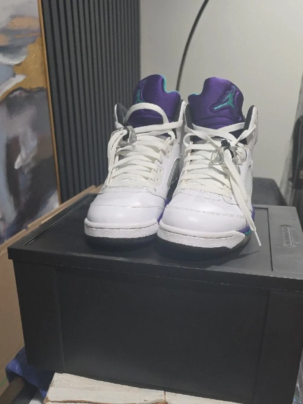 Nike White Purple Teal Air Jordan 5 Retro Men’s Sneakers